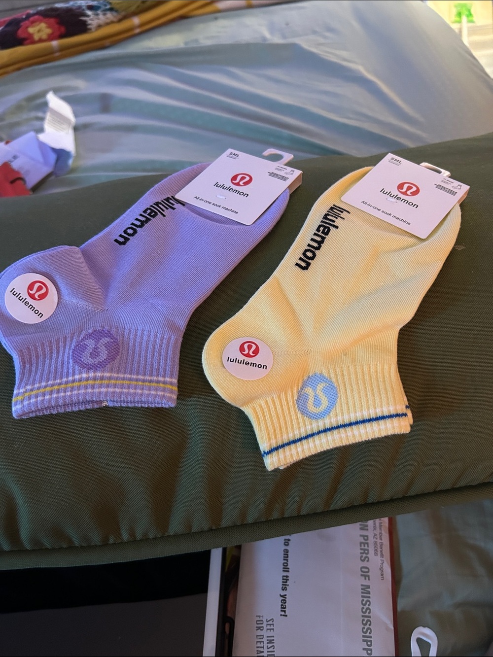 2Pairs lululemon athletica Women's Low-Cut Sock Pair — Lavender & Pale Yellow